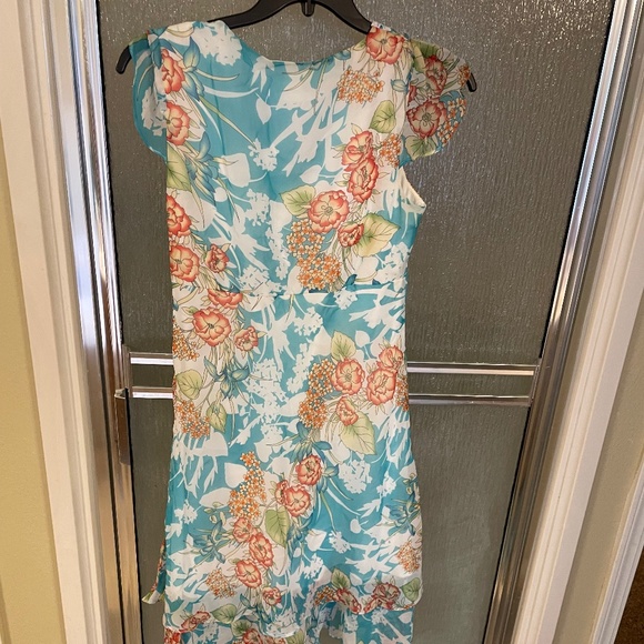 Vintage Y2K Sangria Blue Floral Midi Dress Size 6 - Picture 3 of 9